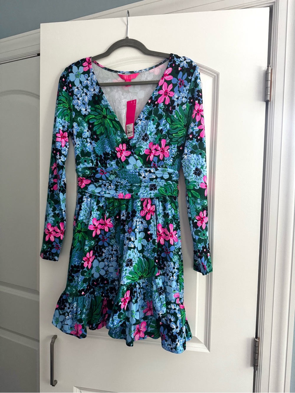 Lilly Pulitzer Blue, Green & Pink Floral Wrap Dress